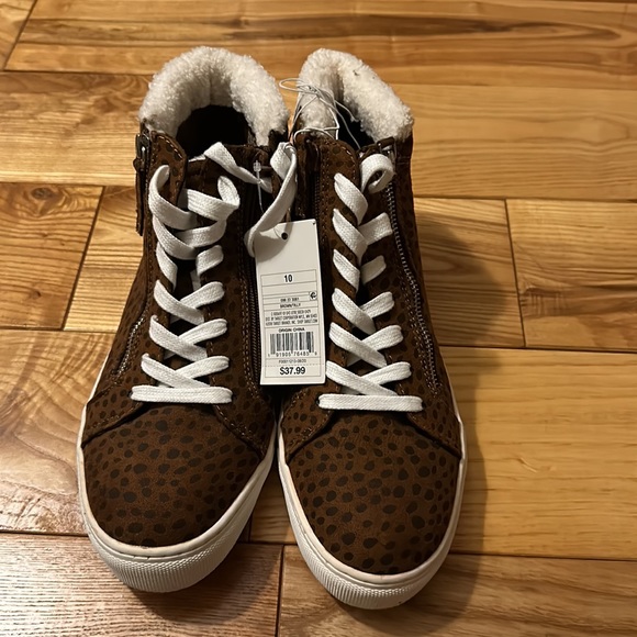 Universal Thread “Tilly” Brown Leopard Print High Tops, Sz 10, New! - Picture 2 of 5